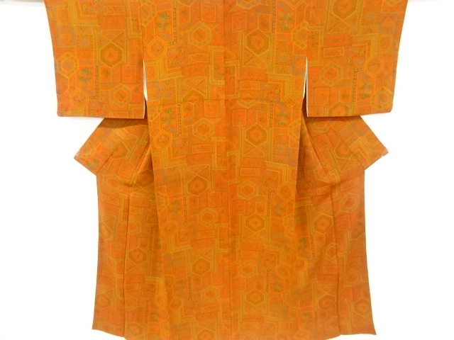 JAPANESE KIMONO / VINTAGE KOMON KIMONO / SILK / CHIRIMEN / FLORAL SARASA